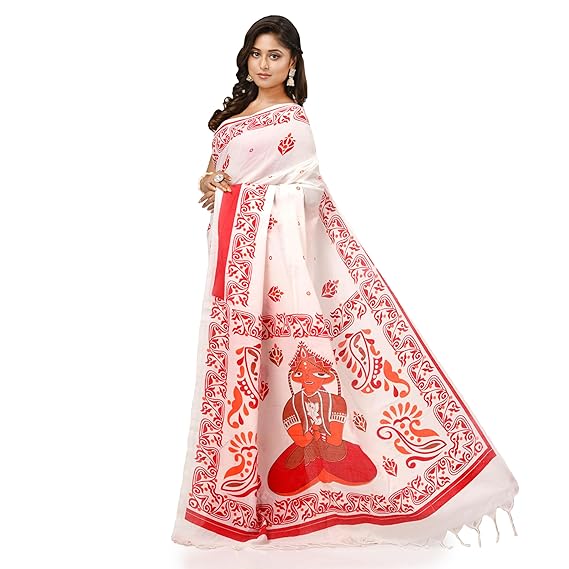 Durga Ganesh Design - Pure Cotton Saree With Blouse Piece